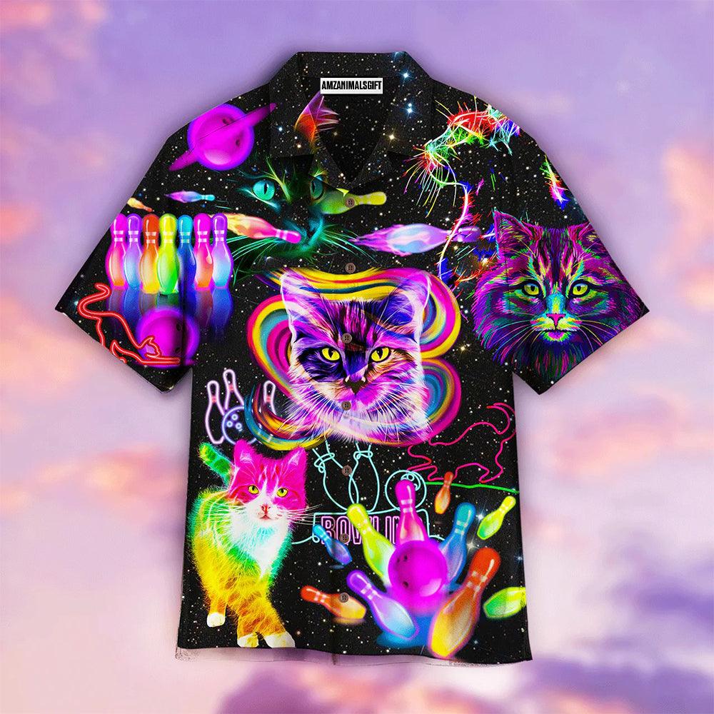 Bowling Hawaiian Shirt, Rolling With My Homies Cats Bowling Rainbow Aloha Hawaiian Shirts For Men and Women - Gift For Bowling Lovers, Friend, Family - Amzanimalsgift