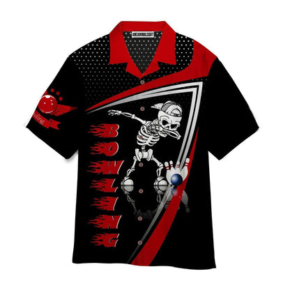 Bowling Hawaiian Shirt, Skull Bowling Black And Red Aloha Hawaiian Shirts For Men and Women - Gift For Bowling Lovers, Friend, Family - Amzanimalsgift