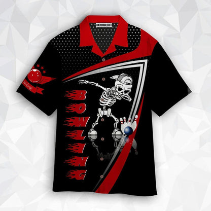 Bowling Hawaiian Shirt, Skull Bowling Black And Red Aloha Hawaiian Shirts For Men and Women - Gift For Bowling Lovers, Friend, Family - Amzanimalsgift