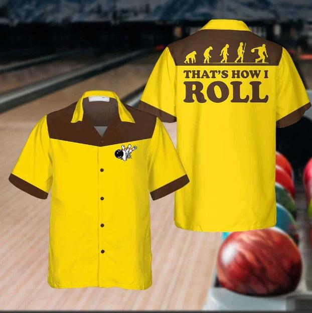 Bowling Hawaiian Shirt, That's How I Roll Bowling Evolution Yellow Aloha Hawaiian Shirts For Men and Women - Gift For Bowling Lovers, Friend, Family - Amzanimalsgift