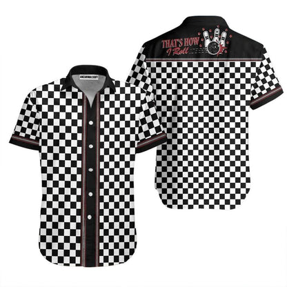 Bowling Hawaiian Shirt, Thats How I Roll Bowling Black And White Aloha Hawaiian Shirts For Men and Women - Gift For Bowling Lovers, Friend, Family - Amzanimalsgift