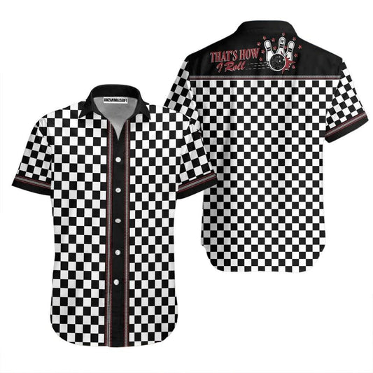 Bowling Hawaiian Shirt, Thats How I Roll Bowling Black And White Aloha Hawaiian Shirts For Men and Women - Gift For Bowling Lovers, Friend, Family - Amzanimalsgift