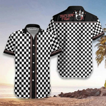 Bowling Hawaiian Shirt, Thats How I Roll Bowling Black And White Aloha Hawaiian Shirts For Men and Women - Gift For Bowling Lovers, Friend, Family - Amzanimalsgift