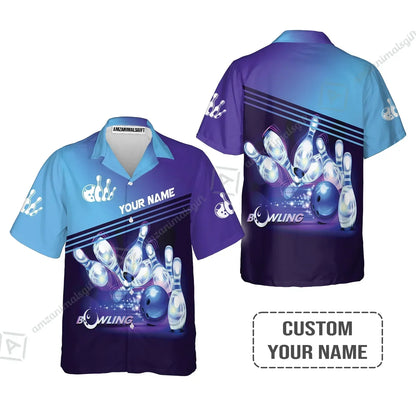 Bowling Hoodie With Custom Name, Personalized Blue Bowling Apparel Uniform Players, Perfect Outfits For Bowling Lovers, Bowlers