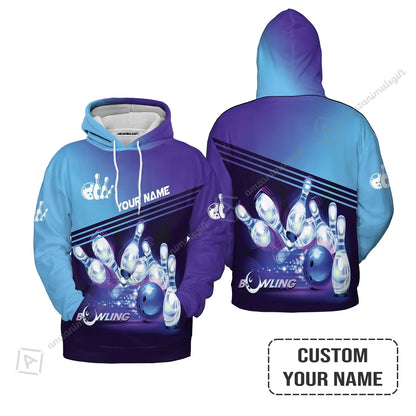 Bowling Jersey With Custom Name, Personalized Blue Bowling Jersey Shirt Uniform Players, Perfect Outfits For Bowling Lovers, Bowlers