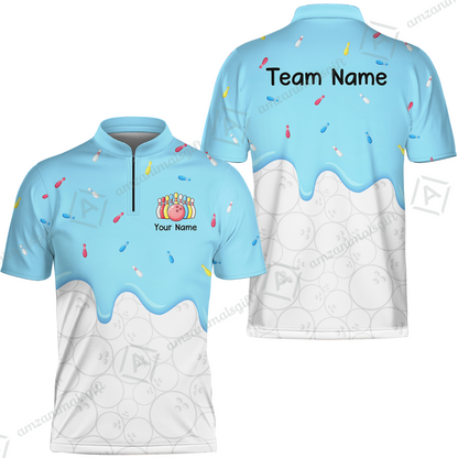 Customized Bowling Jersey Shirt, Ice Cream Sweet Melting Drip Bowling, Custom Bowling Team Shirt With Name and Team Name