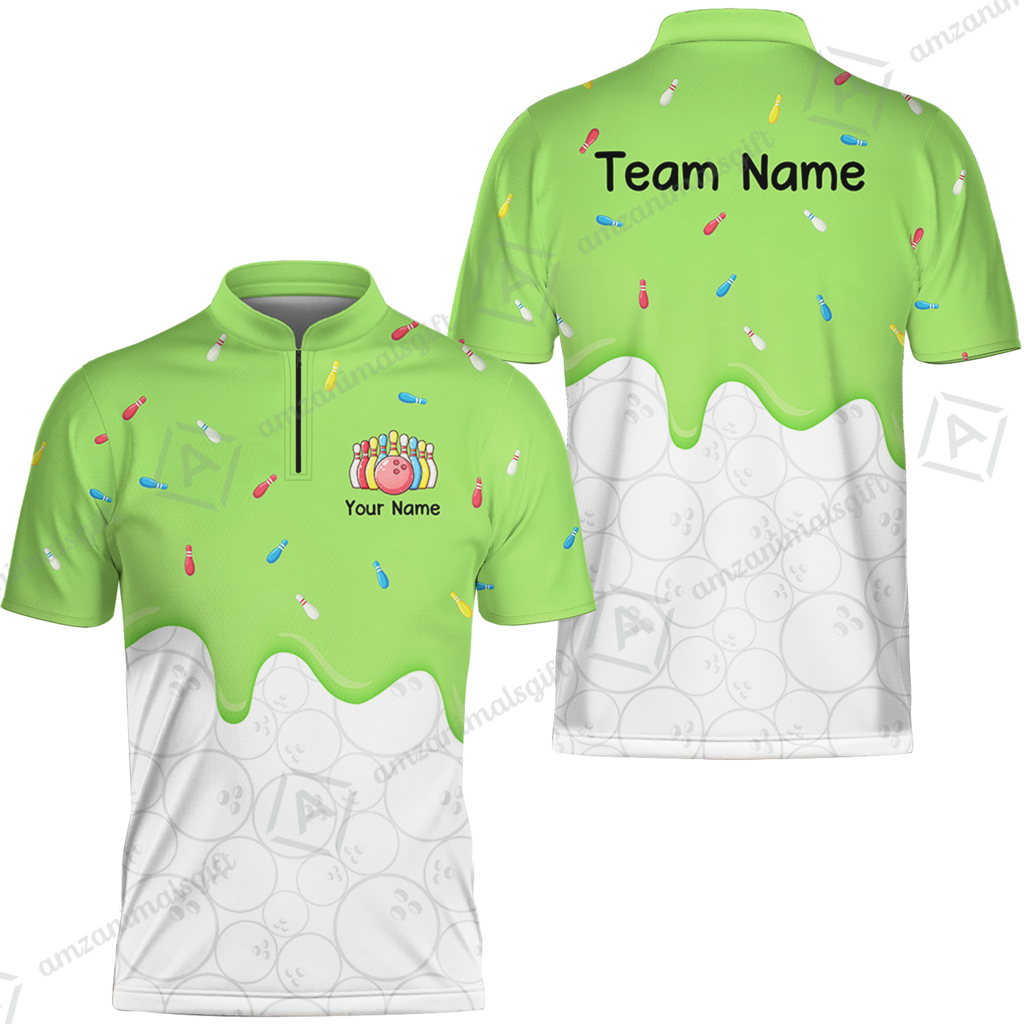Customized Bowling Jersey Shirt, Ice Cream Sweet Melting Drip Bowling, Custom Bowling Team Shirt With Name and Team Name