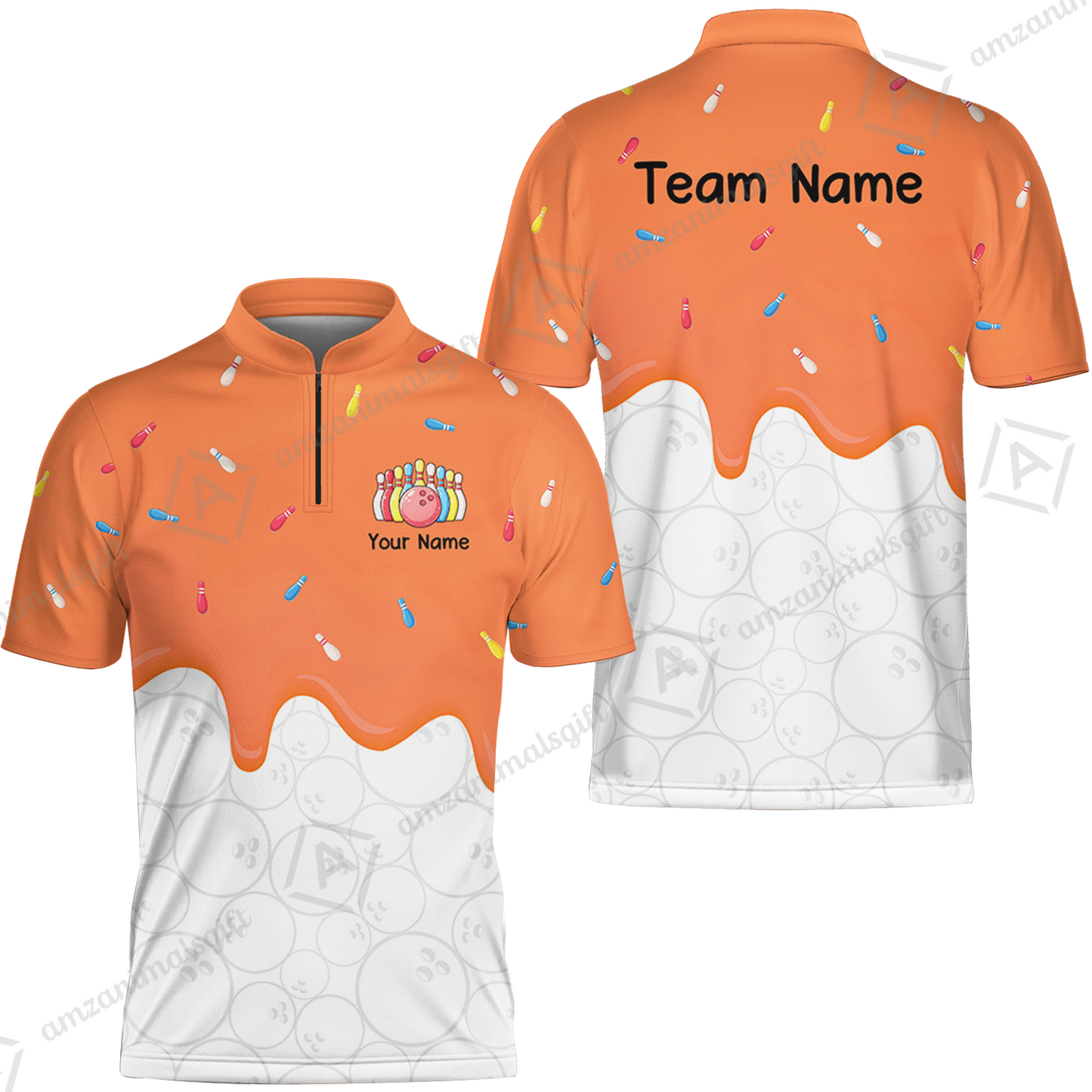 Customized Bowling Jersey Shirt, Ice Cream Sweet Melting Drip Bowling, Custom Bowling Team Shirt With Name and Team Name