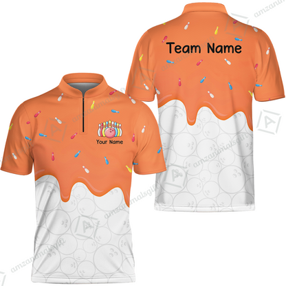 Customized Bowling Jersey Shirt, Ice Cream Sweet Melting Drip Bowling, Custom Bowling Team Shirt With Name and Team Name