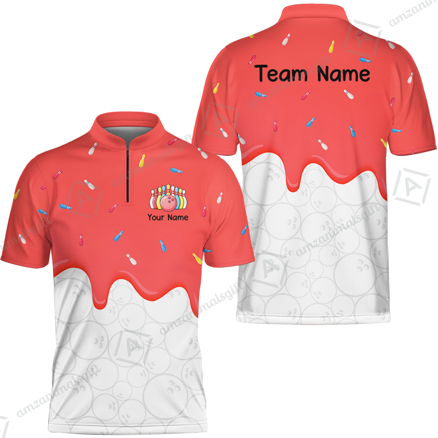 Customized Bowling Jersey Shirt, Ice Cream Sweet Melting Drip Bowling, Custom Bowling Team Shirt With Name and Team Name