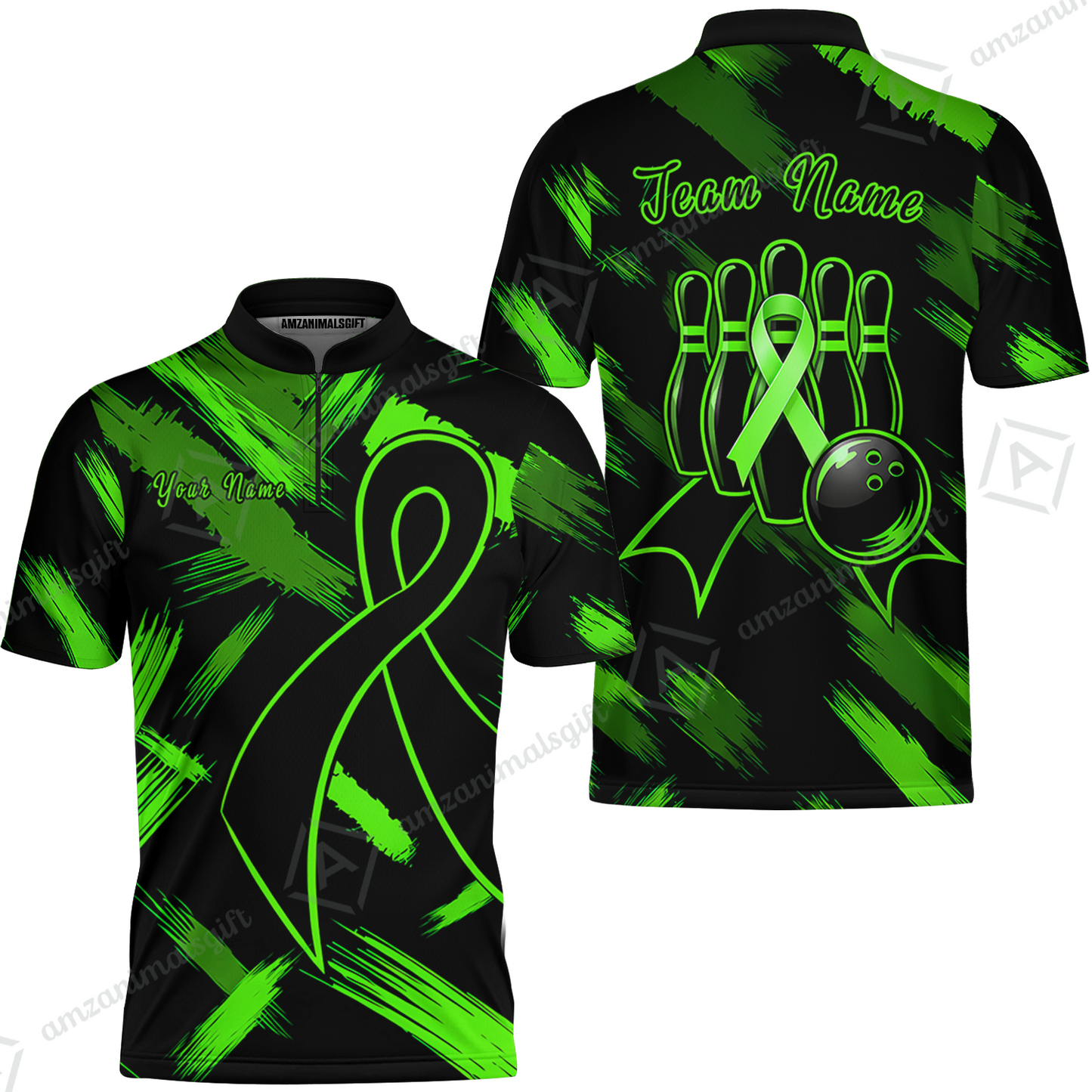 Customized Awareness Pink Blue Ribbon Bowling Jersey, Custom Name And Team Name For Bowlers