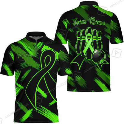 Customized Awareness Pink Blue Ribbon Bowling Jersey, Custom Name And Team Name For Bowlers