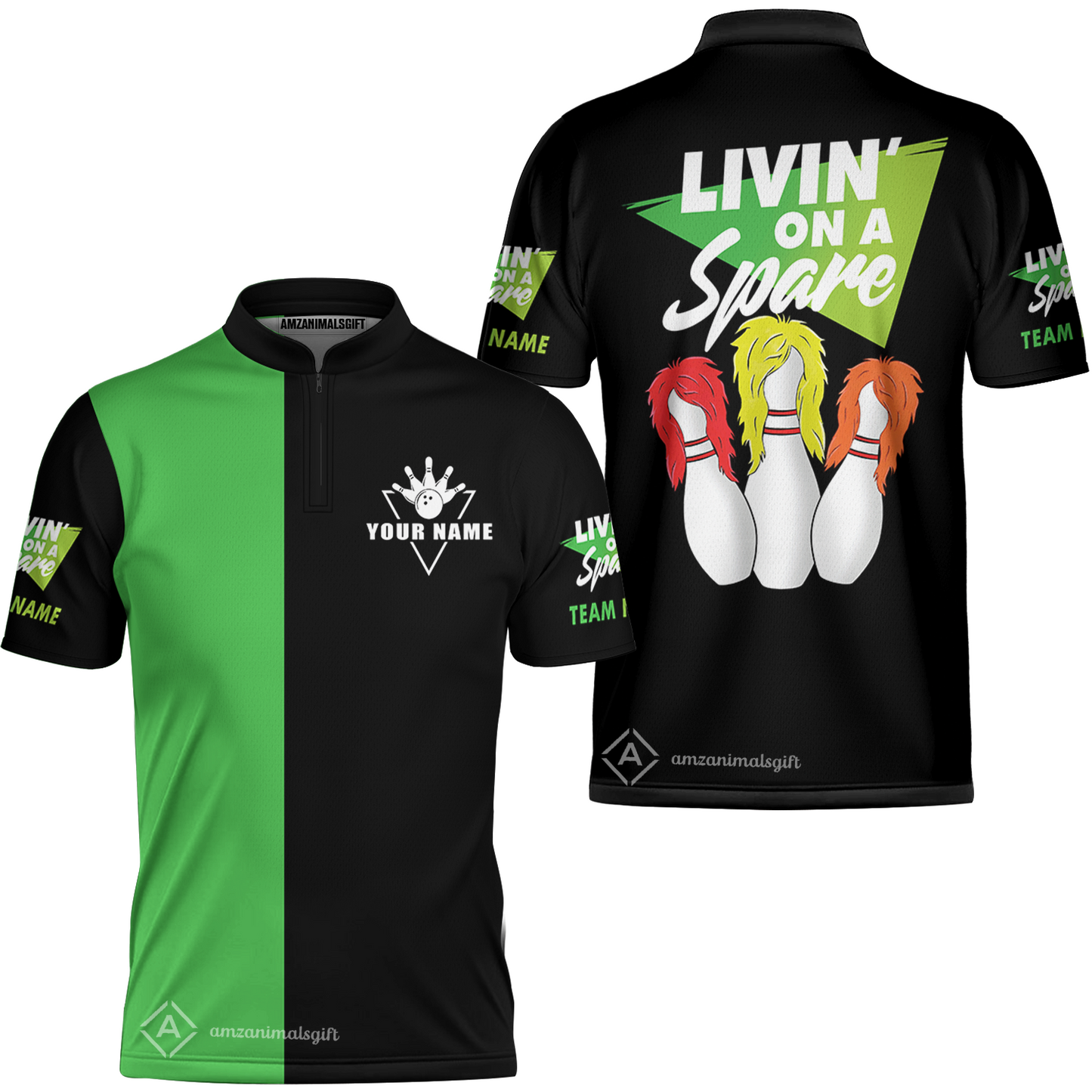Customized Bowling Team Bowling Jersey Shirt, Bowling Livin' On A Spare Personalized Bowling Jersey Shirt Uniform For Bowlers