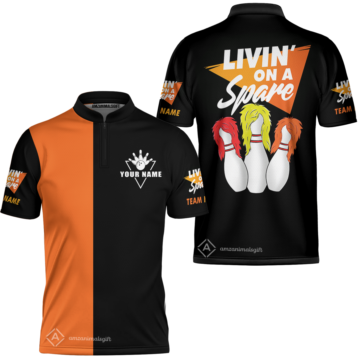 Customized Bowling Team Bowling Jersey Shirt, Bowling Livin' On A Spare Personalized Bowling Jersey Shirt Uniform For Bowlers
