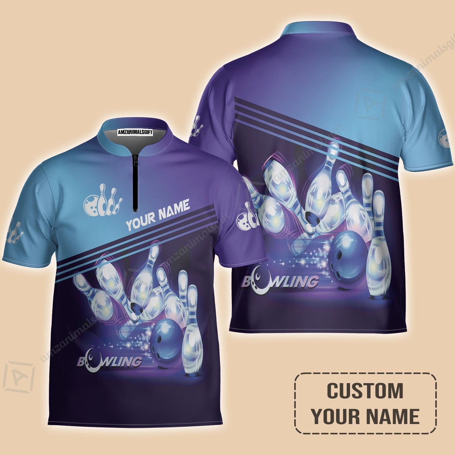 Bowling Jersey With Custom Name, Personalized Blue Bowling Jersey Shirt Uniform Players, Perfect Outfits For Bowling Lovers, Bowlers