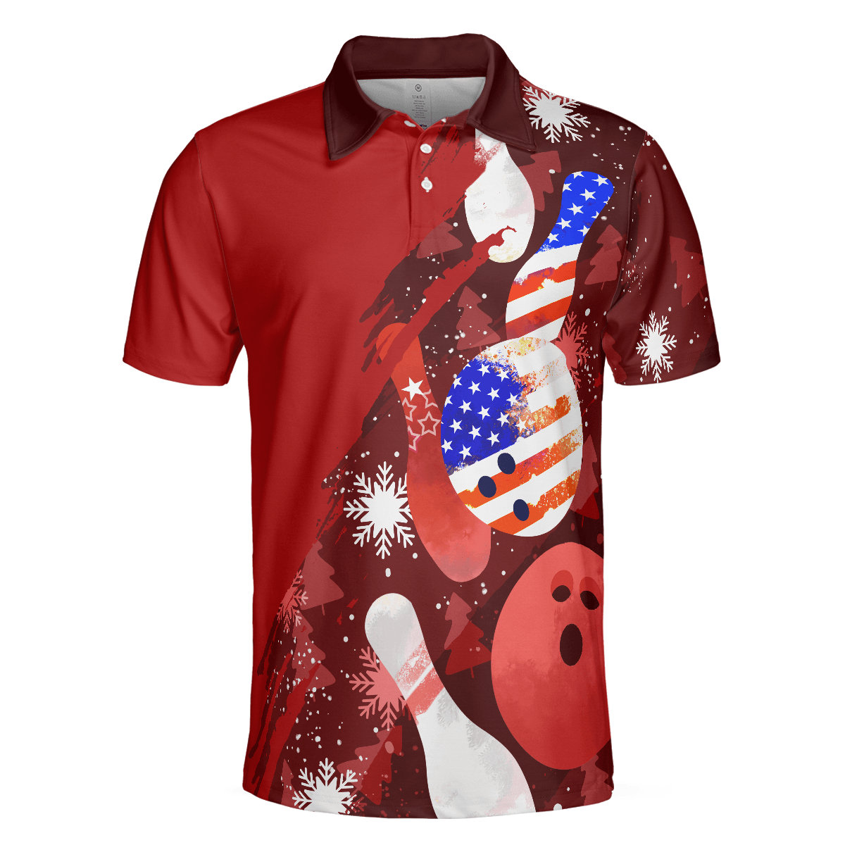Bowling Men Polo Shirt - American Flag Christmas, Bowling Ball and Pins Bowling Polo Shirt For Men - Gift For Bowling Lovers, Bowlers - Amzanimalsgift