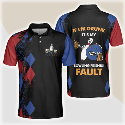 Bowling Men Polo Shirt - Argyle Pattern Bowling Polo Shirts, If I'm Drunk Bowling Polo Shirt For Men - Gift For Bowling Lovers, Bowlers - Amzanimalsgift