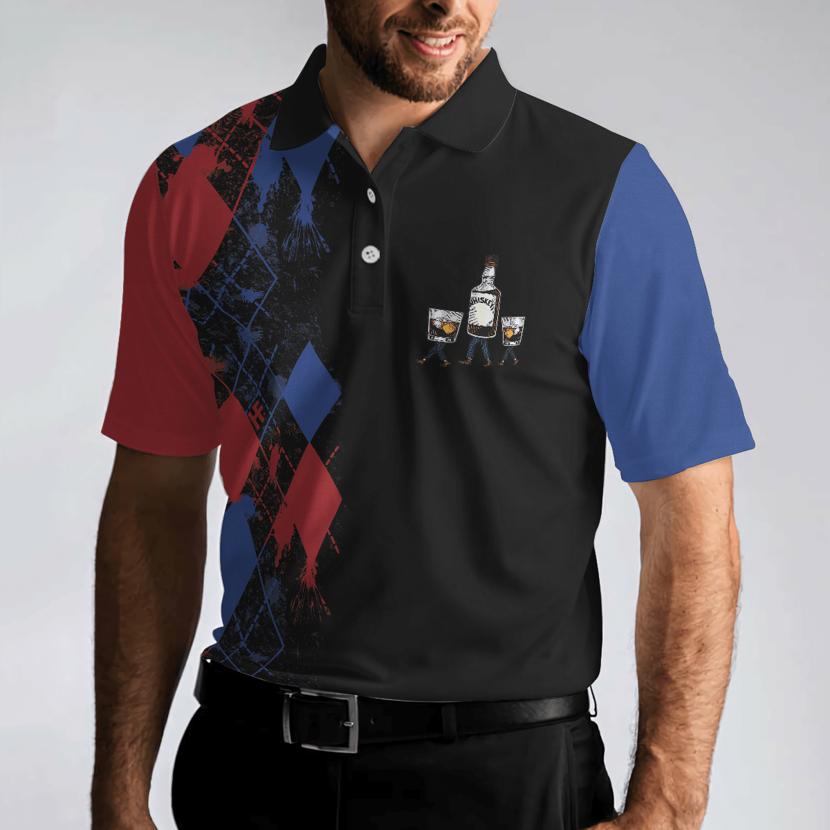 Bowling Men Polo Shirt - Argyle Pattern Bowling Polo Shirts, If I'm Drunk Bowling Polo Shirt For Men - Gift For Bowling Lovers, Bowlers - Amzanimalsgift
