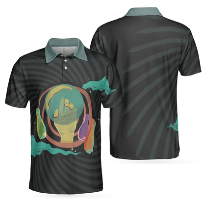 Bowling Men Polo Shirt - Artistic Bowling Transparent Bowling Polo Shirt For Men - Perfect Gift For Friend, Family, Bowling Lovers - Amzanimalsgift