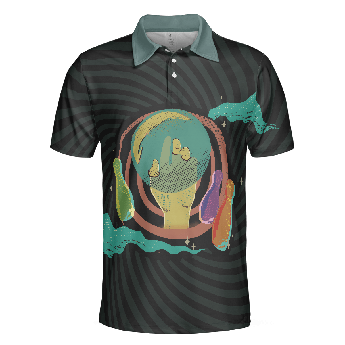 Bowling Men Polo Shirt - Artistic Bowling Transparent Bowling Polo Shirt For Men - Perfect Gift For Friend, Family, Bowling Lovers - Amzanimalsgift