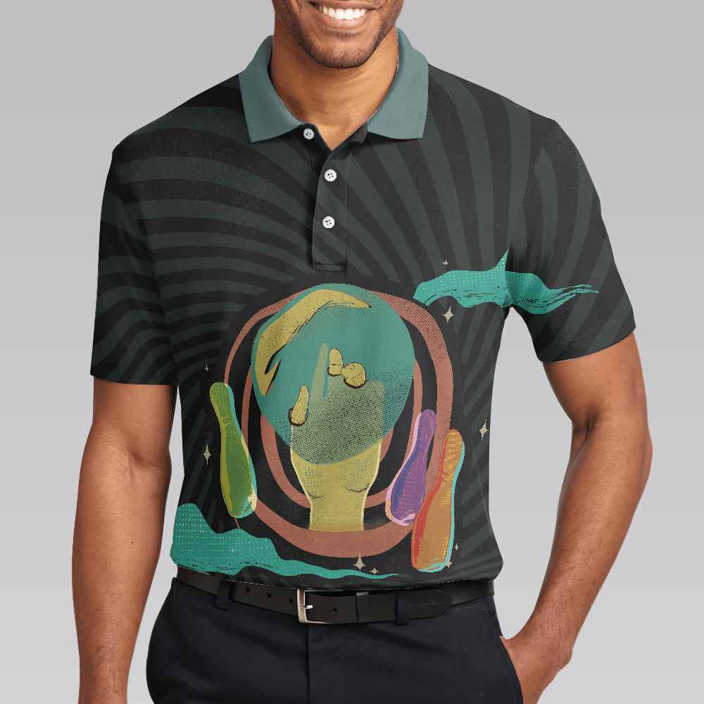 Bowling Men Polo Shirt - Artistic Bowling Transparent Bowling Polo Shirt For Men - Perfect Gift For Friend, Family, Bowling Lovers - Amzanimalsgift