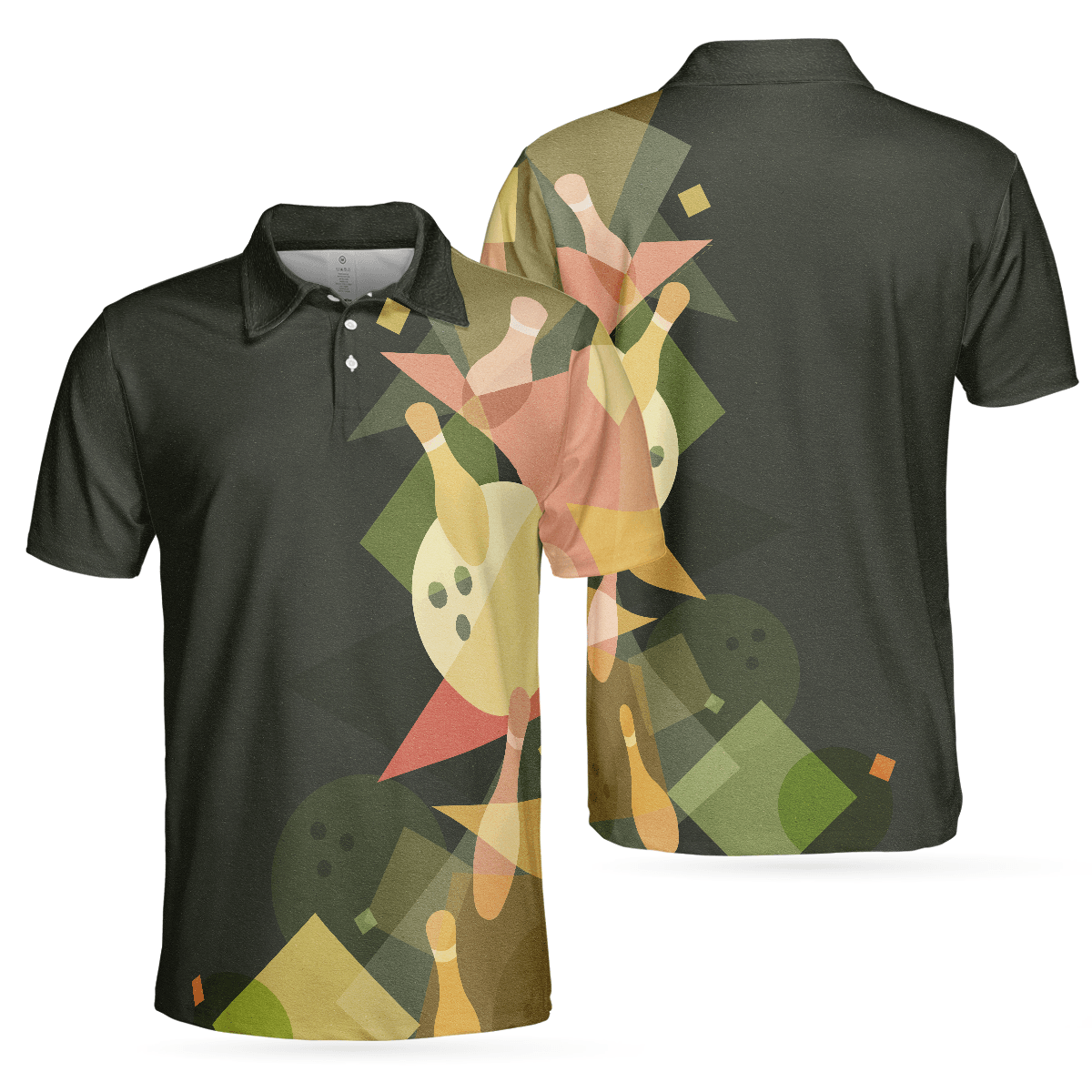 Bowling Men Polo Shirt - Artistic Colorful Bowling Polo Shirt For Men - Perfect Gift For Friend, Family, Bowling Lovers - Amzanimalsgift