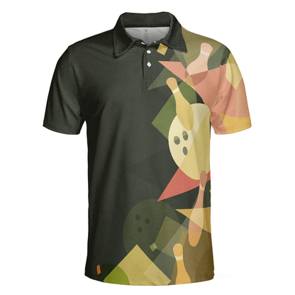 Bowling Men Polo Shirt - Artistic Colorful Bowling Polo Shirt For Men - Perfect Gift For Friend, Family, Bowling Lovers - Amzanimalsgift