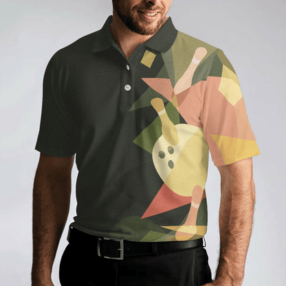 Bowling Men Polo Shirt - Artistic Colorful Bowling Polo Shirt For Men - Perfect Gift For Friend, Family, Bowling Lovers - Amzanimalsgift