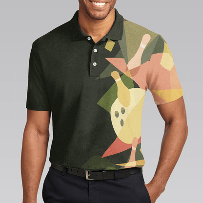 Bowling Men Polo Shirt - Artistic Colorful Bowling Polo Shirt For Men - Perfect Gift For Friend, Family, Bowling Lovers - Amzanimalsgift