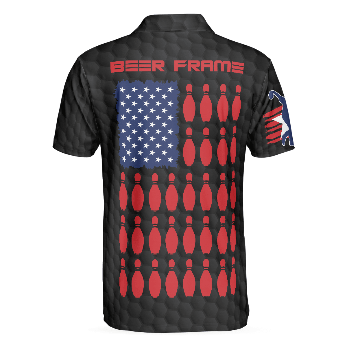 Bowling Men Polo Shirt - Beer Frame With American Flag Bowling Polo Shirt For Men - Perfect Gift For Friend, Family, Bowling Lovers - Amzanimalsgift