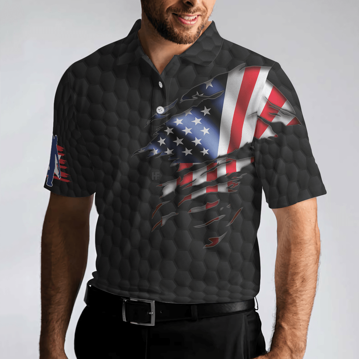 Bowling Men Polo Shirt - Beer Frame With American Flag Bowling Polo Shirt For Men - Perfect Gift For Friend, Family, Bowling Lovers - Amzanimalsgift