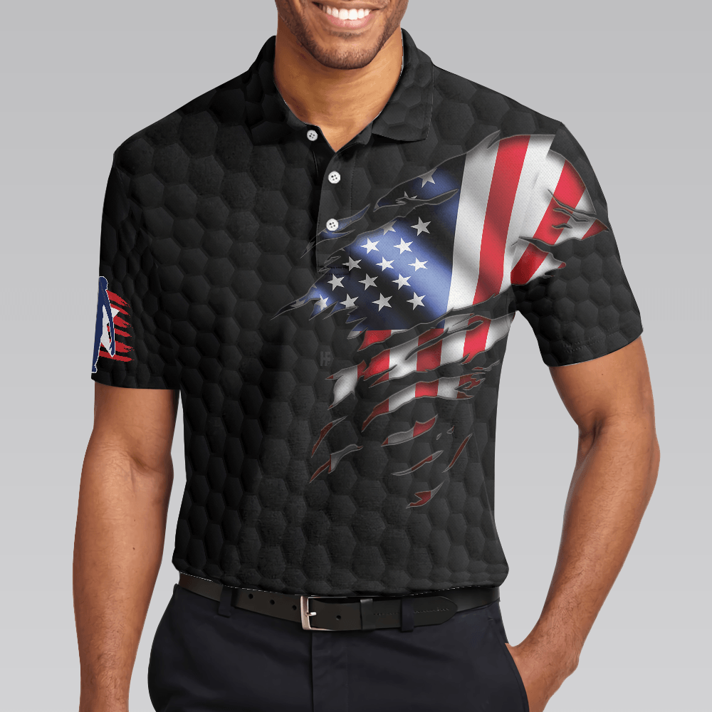 Bowling Men Polo Shirt - Black American Flag, Cool Bowling Polo Shirt For Men - Perfect Gift For Friend, Family, Bowling Lovers - Amzanimalsgift