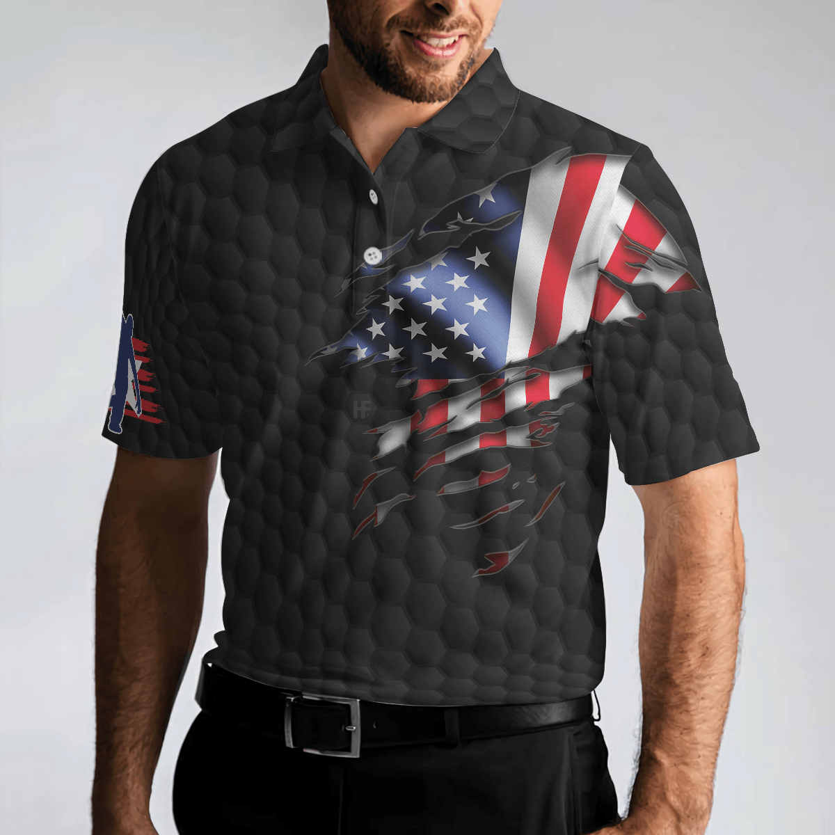 Bowling Men Polo Shirt - Black American Flag, Cool Bowling Polo Shirt For Men - Perfect Gift For Friend, Family, Bowling Lovers - Amzanimalsgift