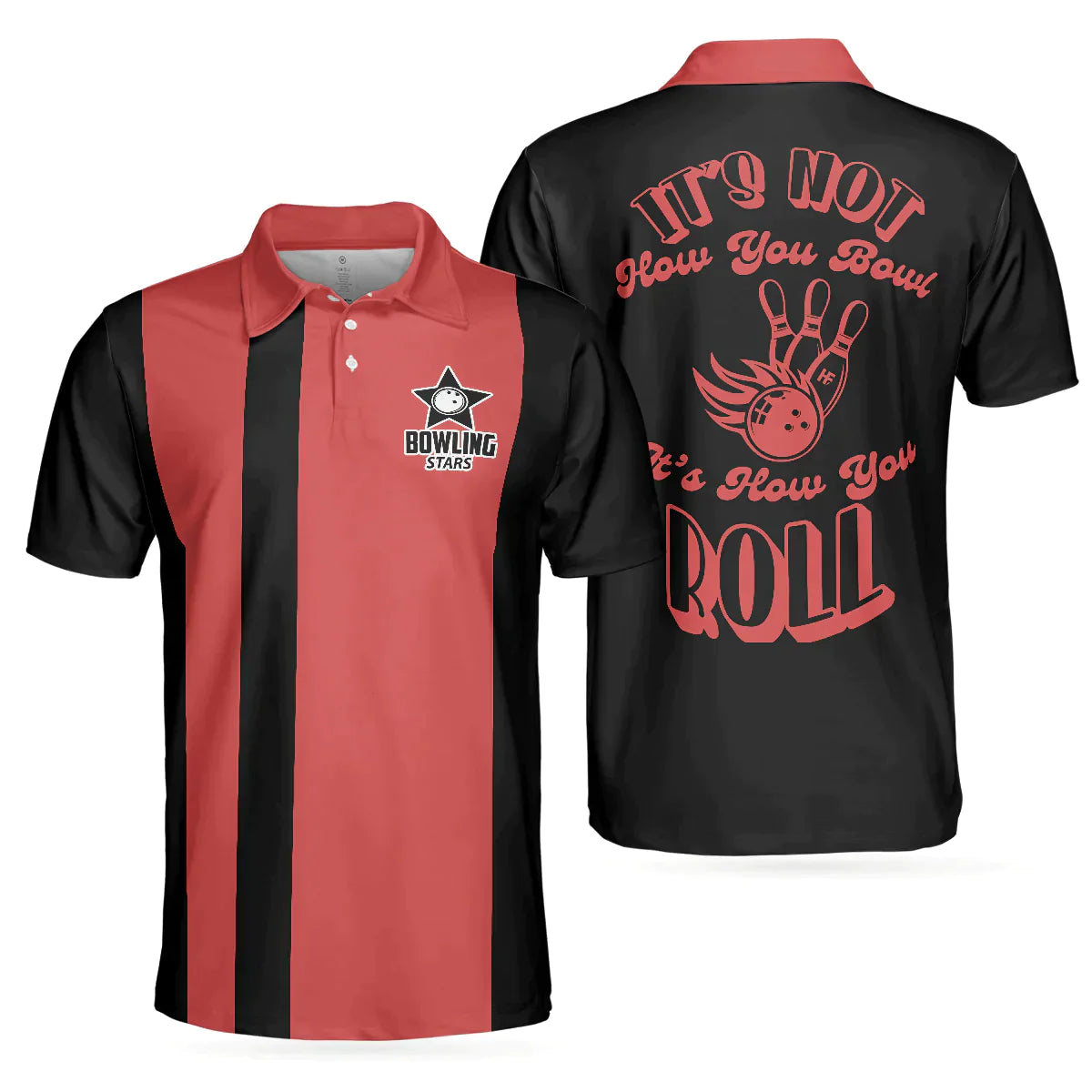 Bowling Men Polo Shirt - Black And Red Bowling Polo Shirt, It's Not How You Bowl It's How You Roll Bowling Polo Shirt - Gift For Friend, Family, Bowling Lovers - Amzanimalsgift