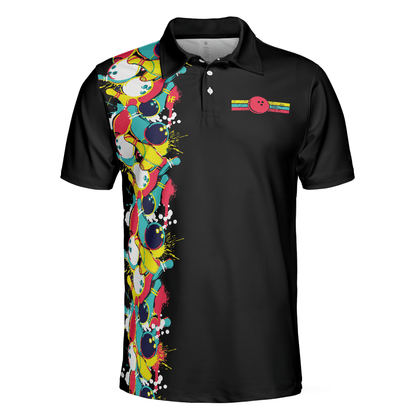 Bowling Men Polo Shirt - Black Bowling Pattern, Grab Your Balls Bowling Polo Shirt For Men - Perfect Gift For Friend, Family, Bowling Lovers - Amzanimalsgift