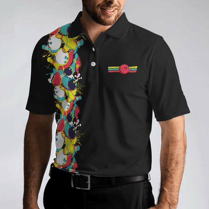 Bowling Men Polo Shirt - Black Bowling Pattern, Grab Your Balls Bowling Polo Shirt For Men - Perfect Gift For Friend, Family, Bowling Lovers - Amzanimalsgift