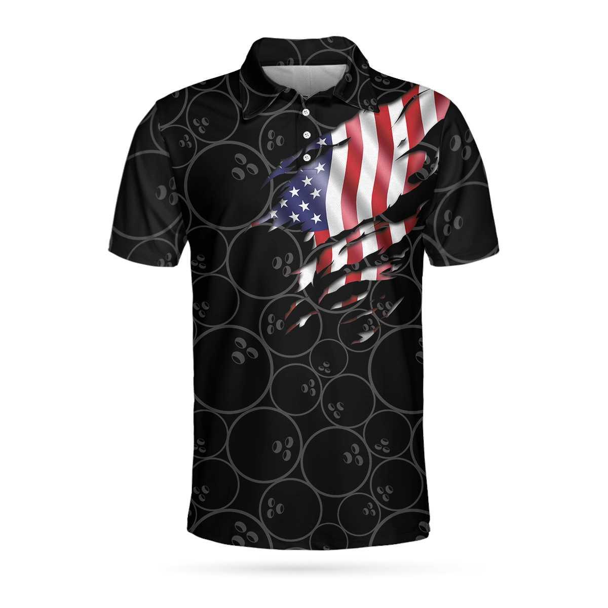 Bowling Men Polo Shirt - Bowling American Flag Polo Shirt, Pattern USA Flag Bowling Polo Shirt - Gift For Friend, Family, Bowling Lovers - Amzanimalsgift