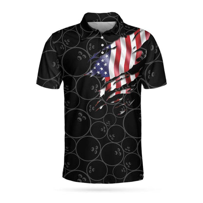 Bowling Men Polo Shirt - Bowling American Flag Polo Shirt, Pattern USA Flag Bowling Polo Shirt - Gift For Friend, Family, Bowling Lovers - Amzanimalsgift