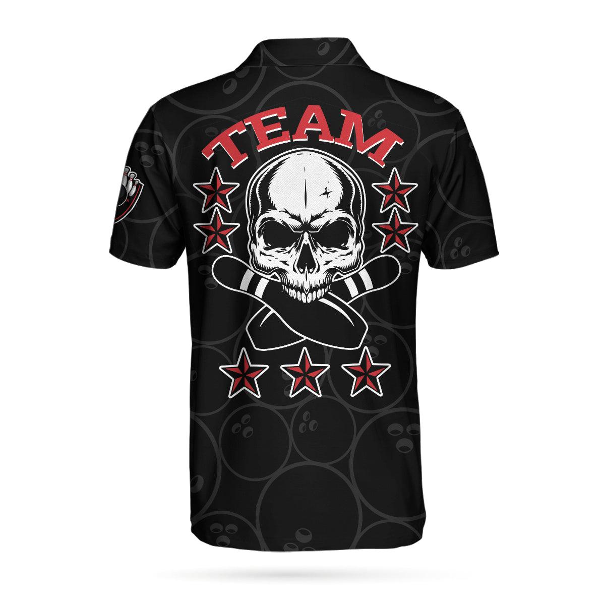 Bowling Men Polo Shirt - Bowling And Skull Team Black Bowling Polo Shirt - Gift For Friend, Family, Bowling Lovers - Amzanimalsgift