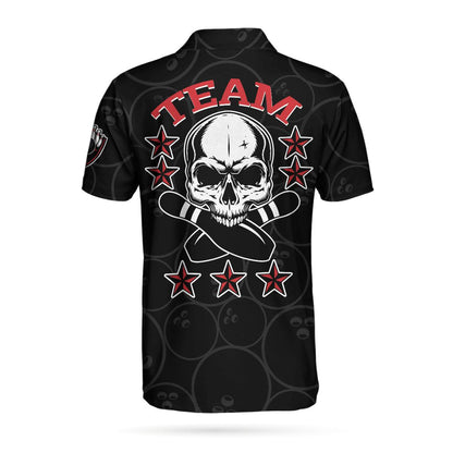 Bowling Men Polo Shirt - Bowling And Skull Team Black Bowling Polo Shirt - Gift For Friend, Family, Bowling Lovers - Amzanimalsgift