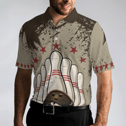 Bowling Men Polo Shirt - Bowling Ball Vintage Background, Crazy Bowling Polo Shirt - Gift For Friend, Family, Bowling Lovers - Amzanimalsgift
