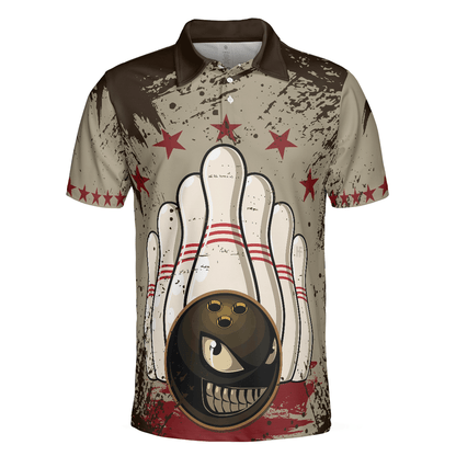 Bowling Men Polo Shirt - Bowling Ball Vintage Background, Crazy Bowling Polo Shirt - Gift For Friend, Family, Bowling Lovers - Amzanimalsgift