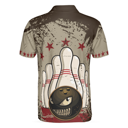 Bowling Men Polo Shirt - Bowling Ball Vintage Background, Crazy Bowling Polo Shirt - Gift For Friend, Family, Bowling Lovers - Amzanimalsgift