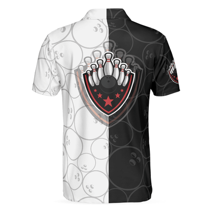 Bowling Men Polo Shirt - Bowling Black And White Pattern Bowling Polo Shirt - Gift For Friend, Family, Bowling Lovers - Amzanimalsgift