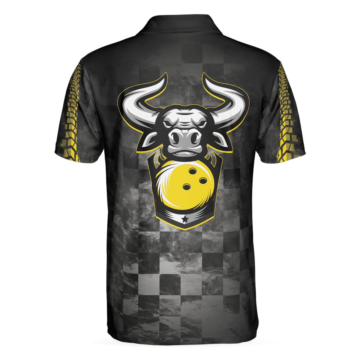Bowling Men Polo Shirt - Bowling Bull Black And Yellow Bowling, Bull Polo Shirt Bowling Polo Shirt - Gift For Friend, Family, Bowling Lovers - Amzanimalsgift