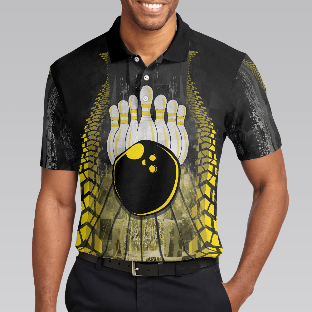 Bowling Men Polo Shirt - Bowling Bull Black And Yellow Bowling, Bull Polo Shirt Bowling Polo Shirt - Gift For Friend, Family, Bowling Lovers - Amzanimalsgift