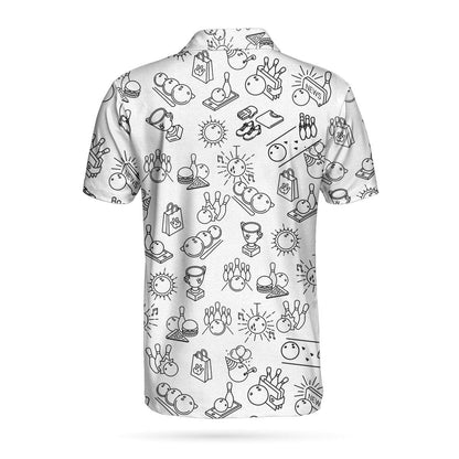 Bowling Men Polo Shirt - Bowling Pattern, Clip Art Bowling Polo Shirt - Perfect Gift For Friend, Family, Bowling Lovers - Amzanimalsgift