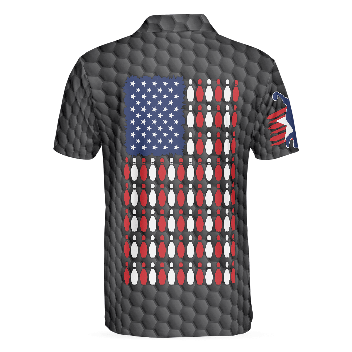 Bowling Men Polo Shirt - Bowling Pin American Flag Polo Shirt, Black Ten Pin Bowling Polo Shirt - Gift For Friend, Family, Bowling Lovers - Amzanimalsgift