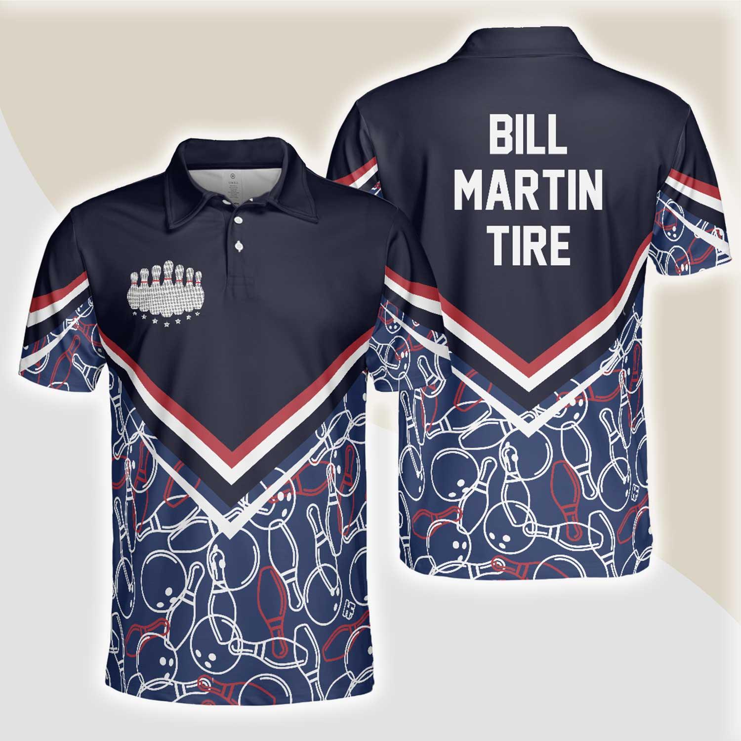 Bowling Men Polo Shirt - Bowling Seamless Pattern Men Polo Shirt, Bill Martin Tire Bowling Polo Shirt - Gift For Friend, Family, Bowling Lovers - Amzanimalsgift