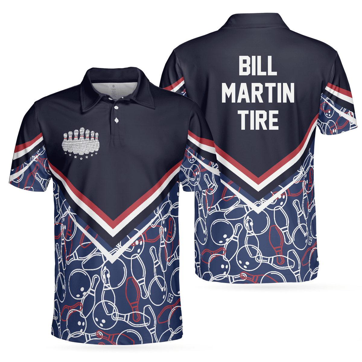 Bowling Men Polo Shirt - Bowling Seamless Pattern Men Polo Shirt, Bill Martin Tire Bowling Polo Shirt - Gift For Friend, Family, Bowling Lovers - Amzanimalsgift